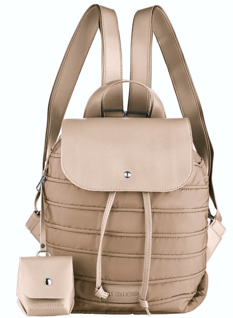 B.S COLLECTION Women's Backpack in Soft Fabric Waterproof Quilted Design Cafe BEE BACKPACK - Image 1